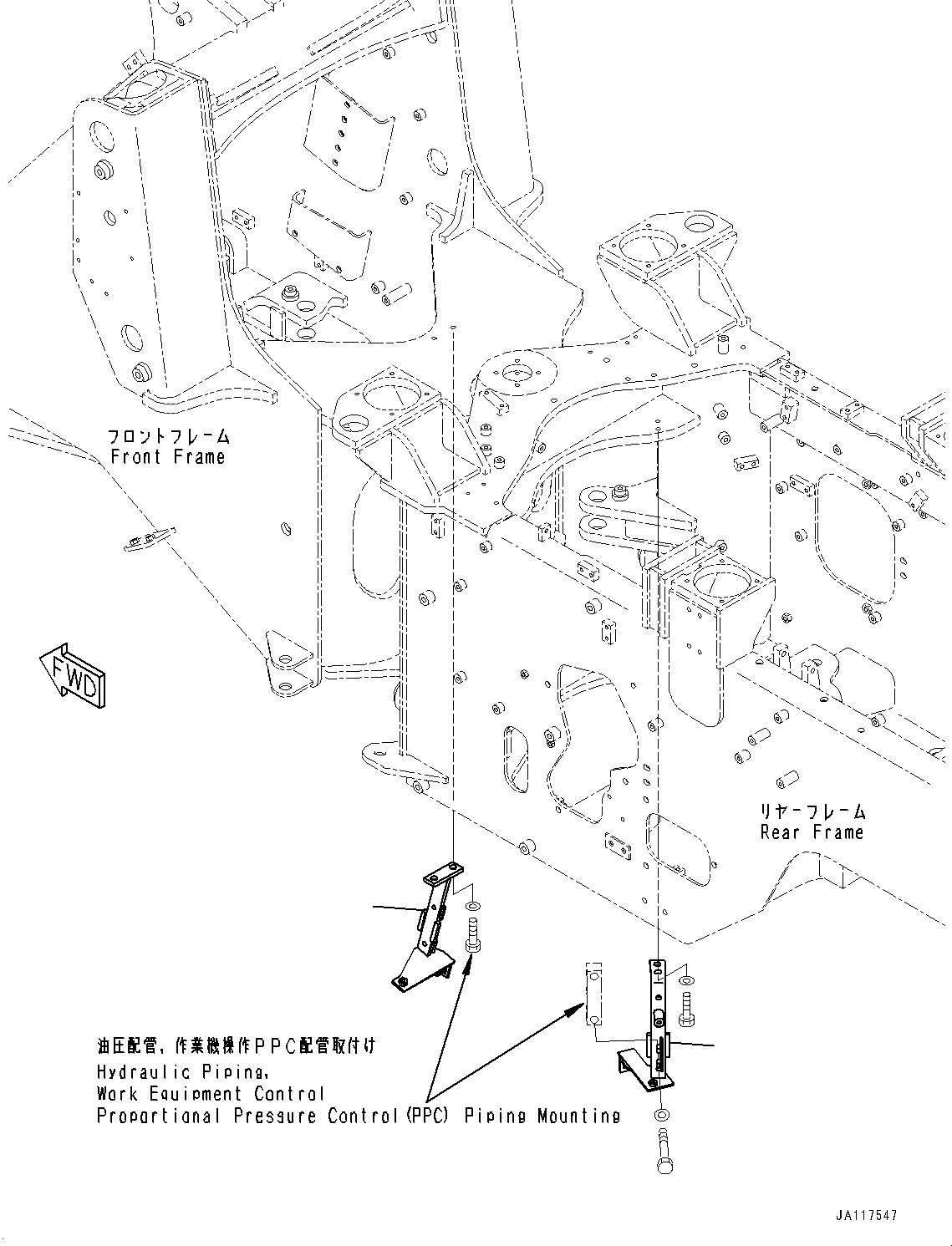 Komatsu parts book diagram for WA200-8 S/N 91001-UP: HYDRAULIC PIPING, RELATED PARTS(#85001-87927)