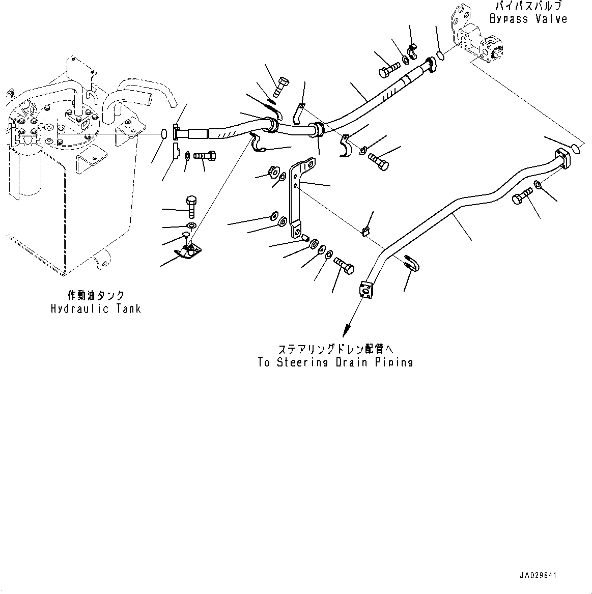 Komatsu parts book diagram for WA200-8 S/N 91001-UP: HYDRAULIC PIPING, BYPASS VALVE PIPING(#85001-)
