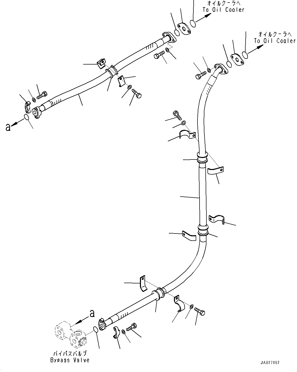 Komatsu parts book diagram for WA200-8 S/N 91001-UP: HYDRAULIC PIPING, OIL COOLER PIPING(#85001-)
