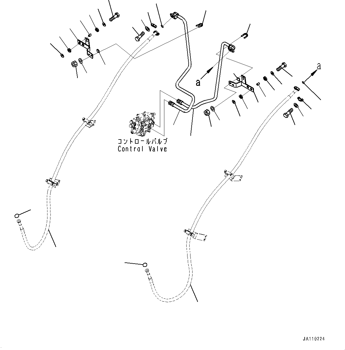 Komatsu parts book diagram for WA200-8 S/N 91001-UP: HYDRAULIC PIPING, PIPING (WITH 3-SPOOL CONTROL VALVE)(#85001-)