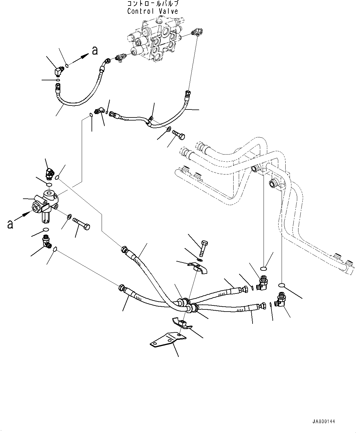 Komatsu parts book diagram for WA200-8 S/N 91001-UP: HYDRAULIC PIPING, BOOM PIPING (WITH QUICK COUPLER)(#85001-)
