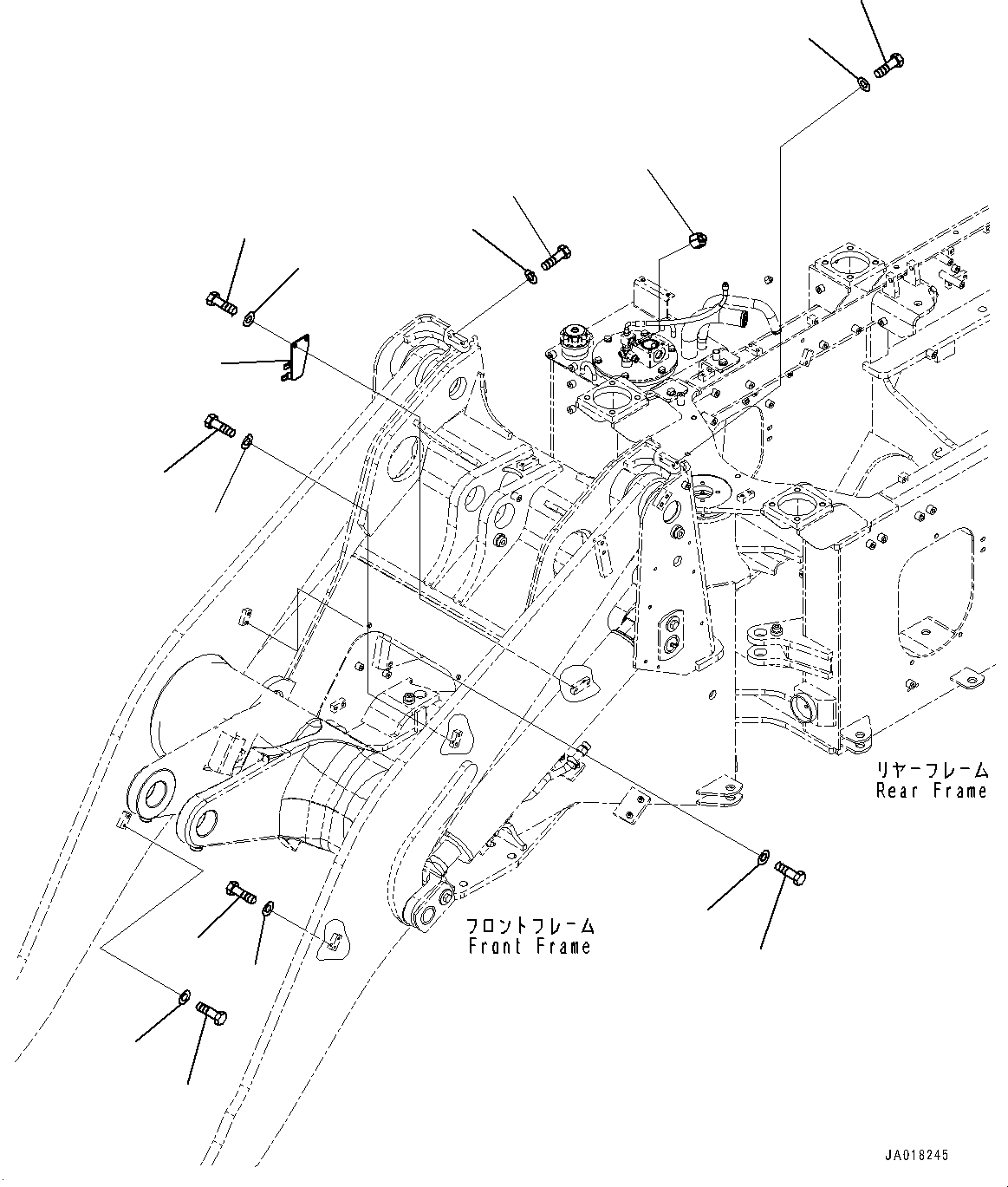 Komatsu parts book diagram for WA200-8 S/N 91001-UP: HYDRAULIC PIPING, PLUG (WITH QUICK COUPLER)(#85001-)