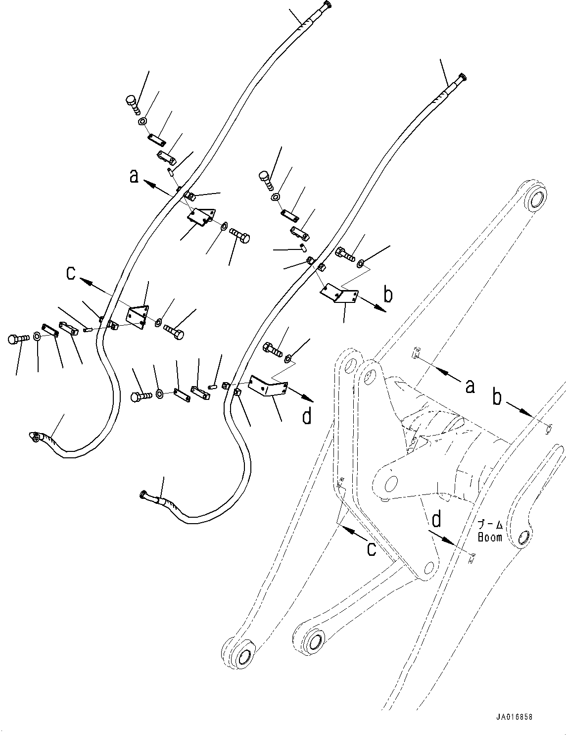 Komatsu parts book diagram for WA200-8 S/N 91001-UP: HYDRAULIC PIPING, ATTACHMENT PIPING (WITH 3-SPOOL CONTROL VALVE, QUICK COUPLER)(#85001-)