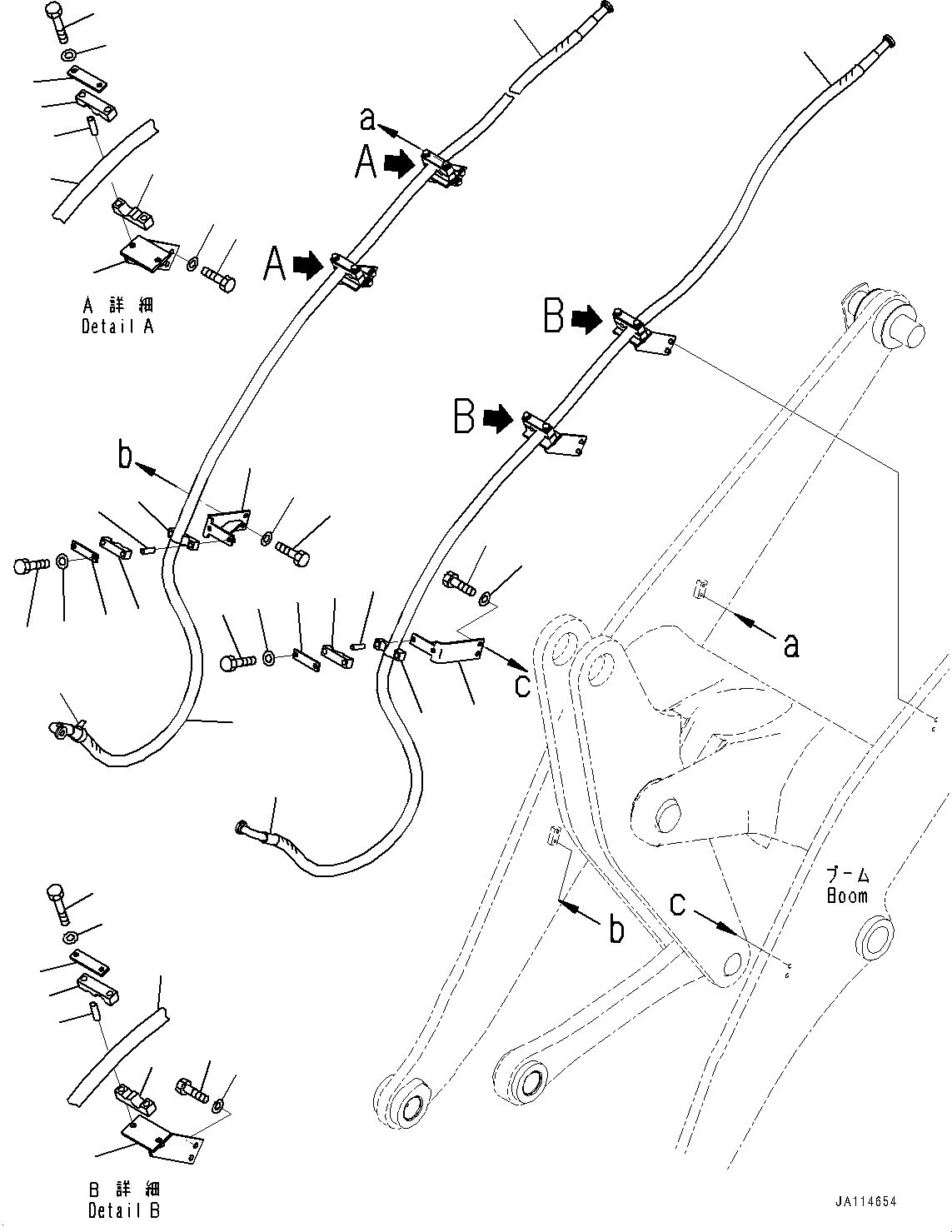 Komatsu parts book diagram for WA200-8 S/N 91001-UP: HYDRAULIC PIPING, ATTACHMENT PIPING (WITH 3-SPOOL CONTROL VALVE, QUICK COUPLER, HIGH LIFT BOOM)(#85001-)