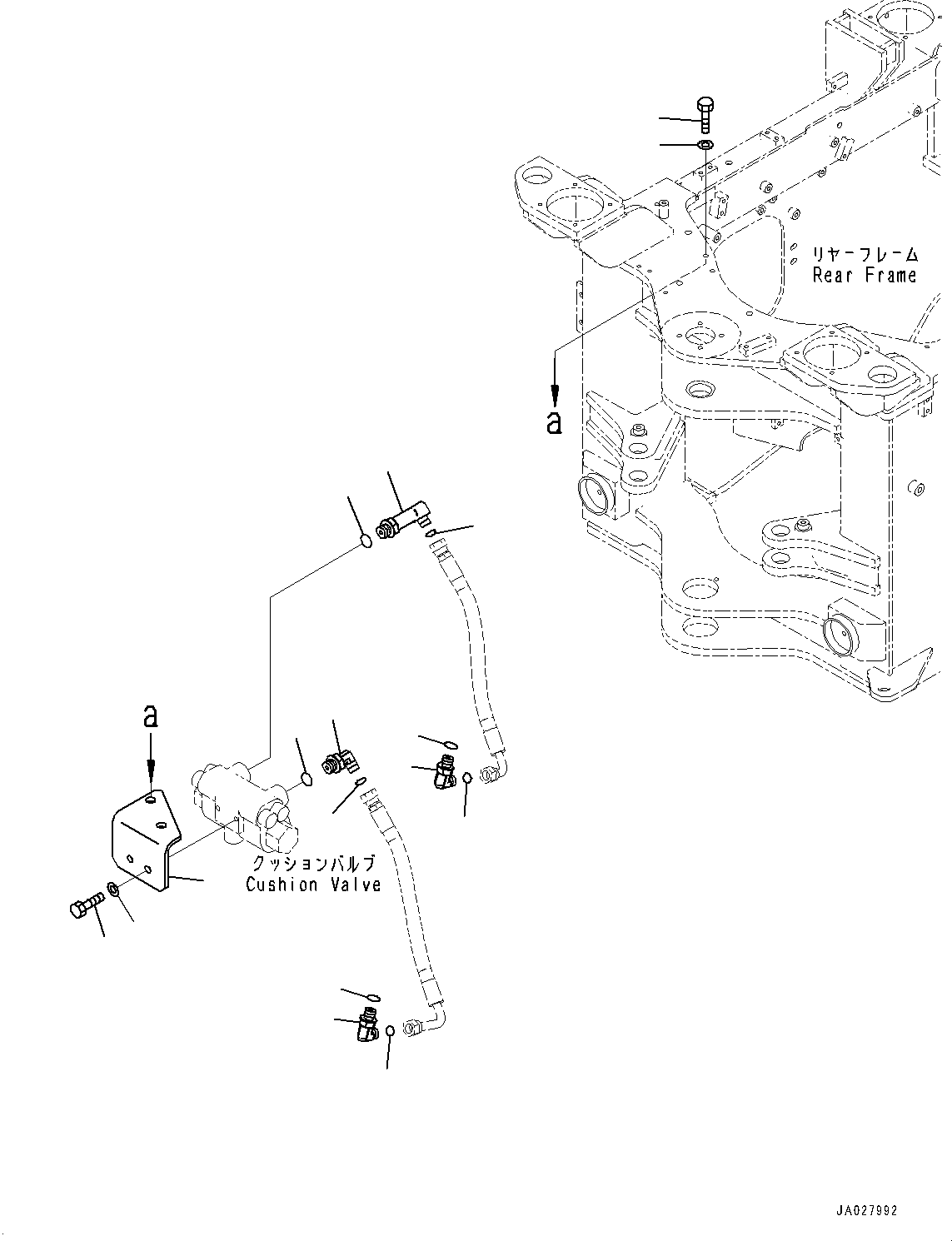 Komatsu parts book diagram for WA200-8 S/N 91001-UP: STEERING HYDRAULIC PIPING, CUSHION VALVE MOUNTING(#85001-)