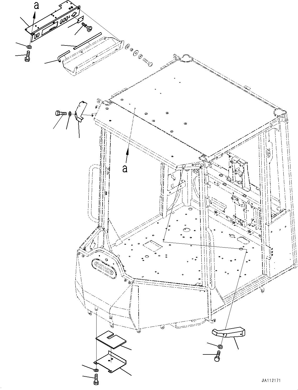Komatsu parts book diagram for WA200-8 S/N 91001-UP: ROPS CAB AND FLOOR FRAME GROUP, RADIO MOUNTING(#85001-)
