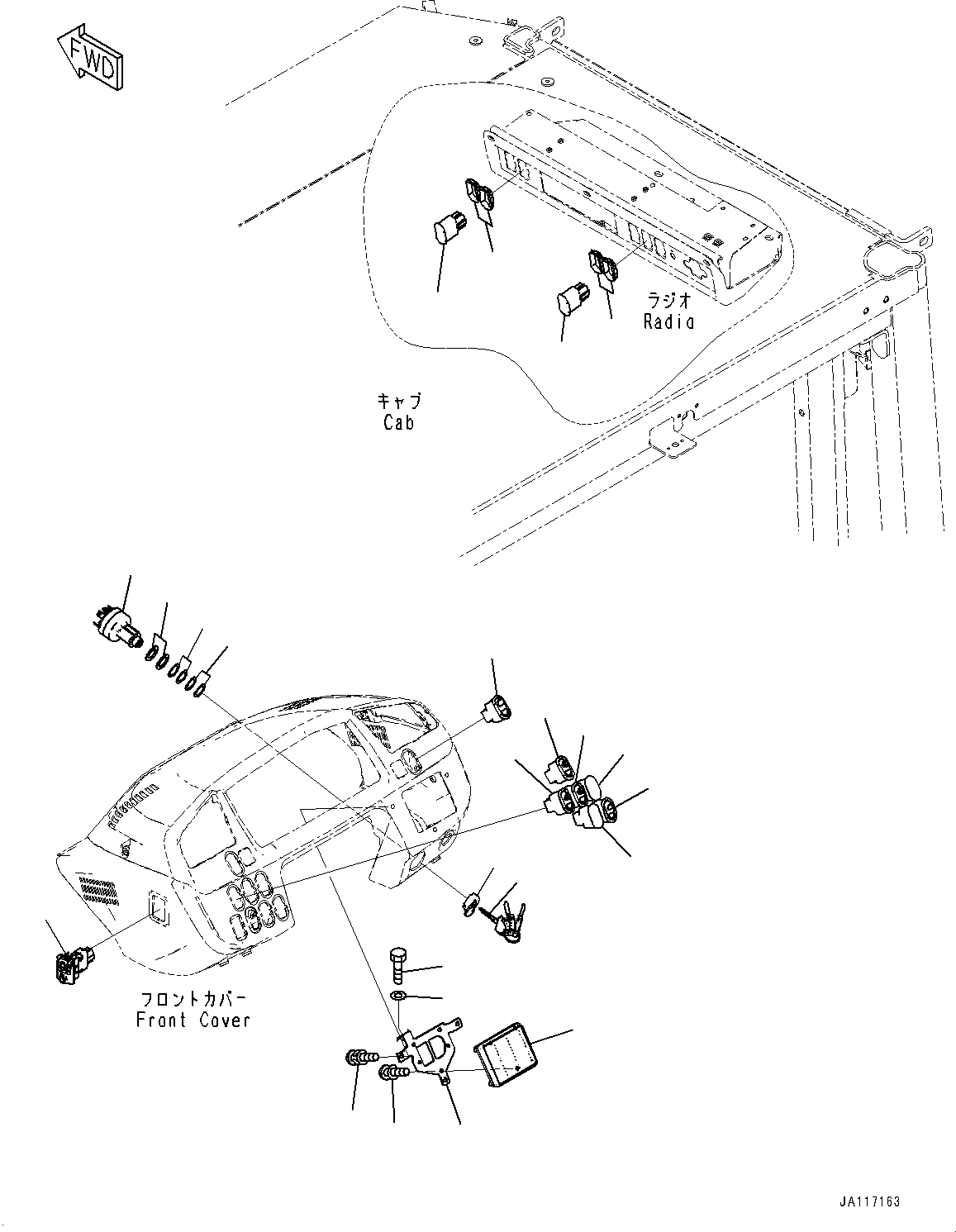 Komatsu parts book diagram for WA200-8 S/N 91001-UP: ROPS CAB AND FLOOR FRAME GROUP, FLOOR, SWITCH(#88307-)