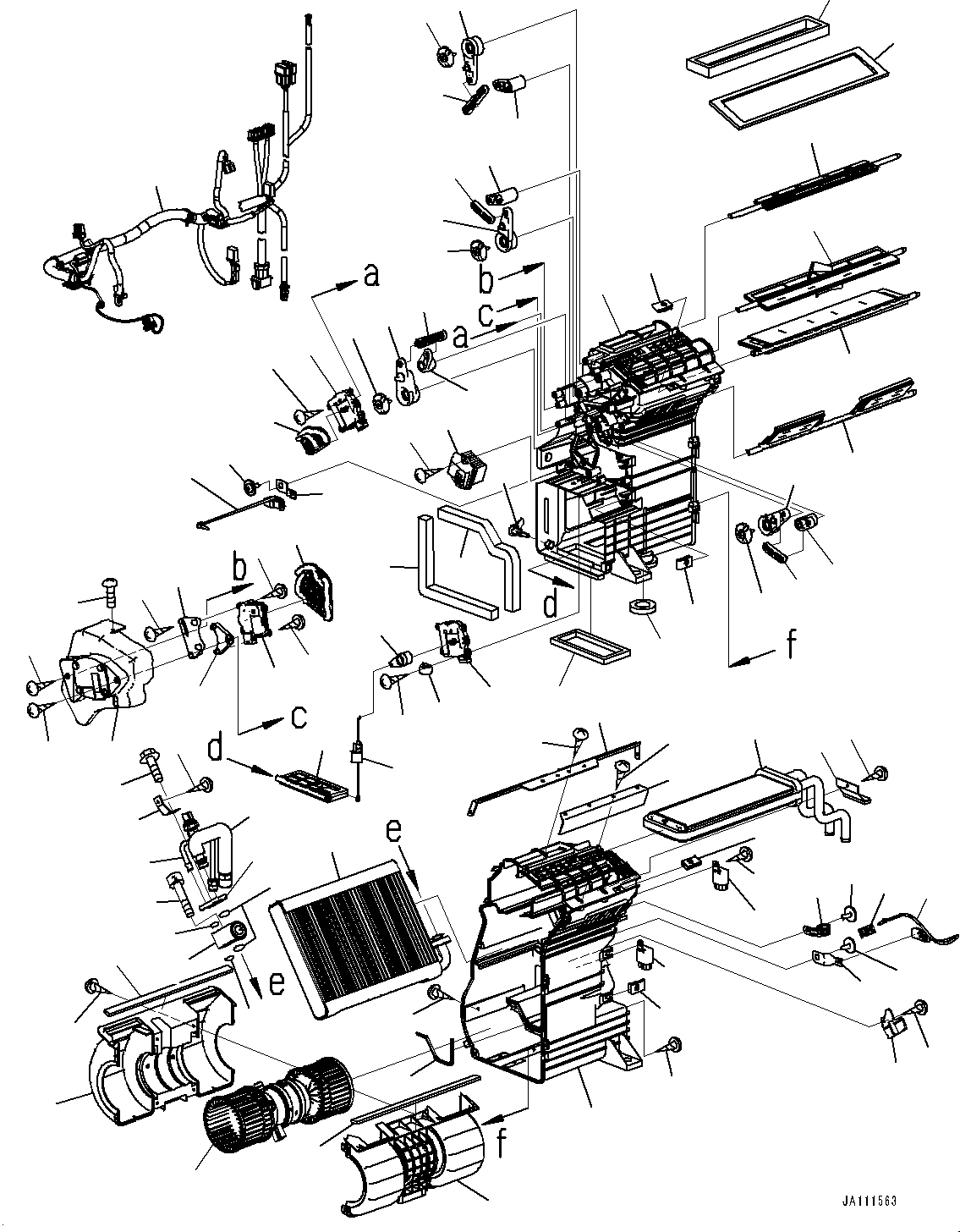 Komatsu parts book diagram for WA200-8 S/N 91001-UP: ROPS CAB AND FLOOR FRAME GROUP, INNER PARTS, AIR CONDITIONER UNIT(#85001-)