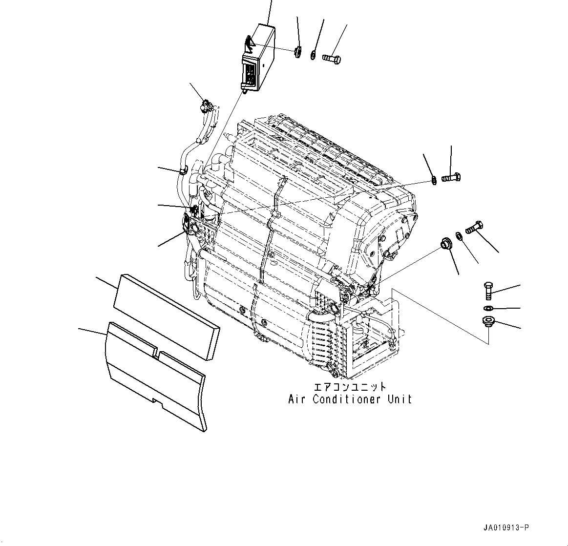 Komatsu parts book diagram for WA200-8 S/N 91001-UP: ROPS CAB AND FLOOR FRAME GROUP, AIR CONDITIONER CONTROLLER(#85001-)