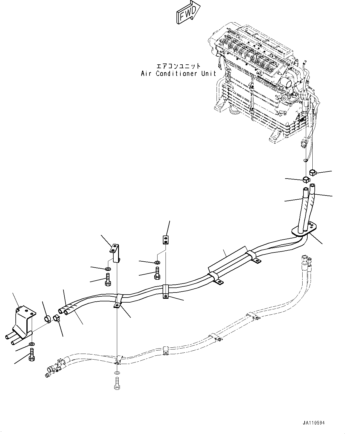 Komatsu parts book diagram for WA200-8 S/N 91001-UP: ROPS CAB AND FLOOR FRAME GROUP, HEATER PIPING(#85001-)