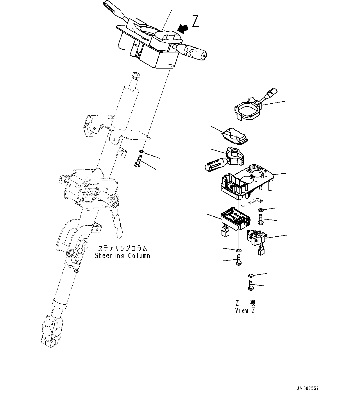 Komatsu parts book diagram for WA200-8 S/N 91001-UP: ROPS CAB AND FLOOR FRAME GROUP, TRANSMISSION CONTROL SWITCH(#85001-)
