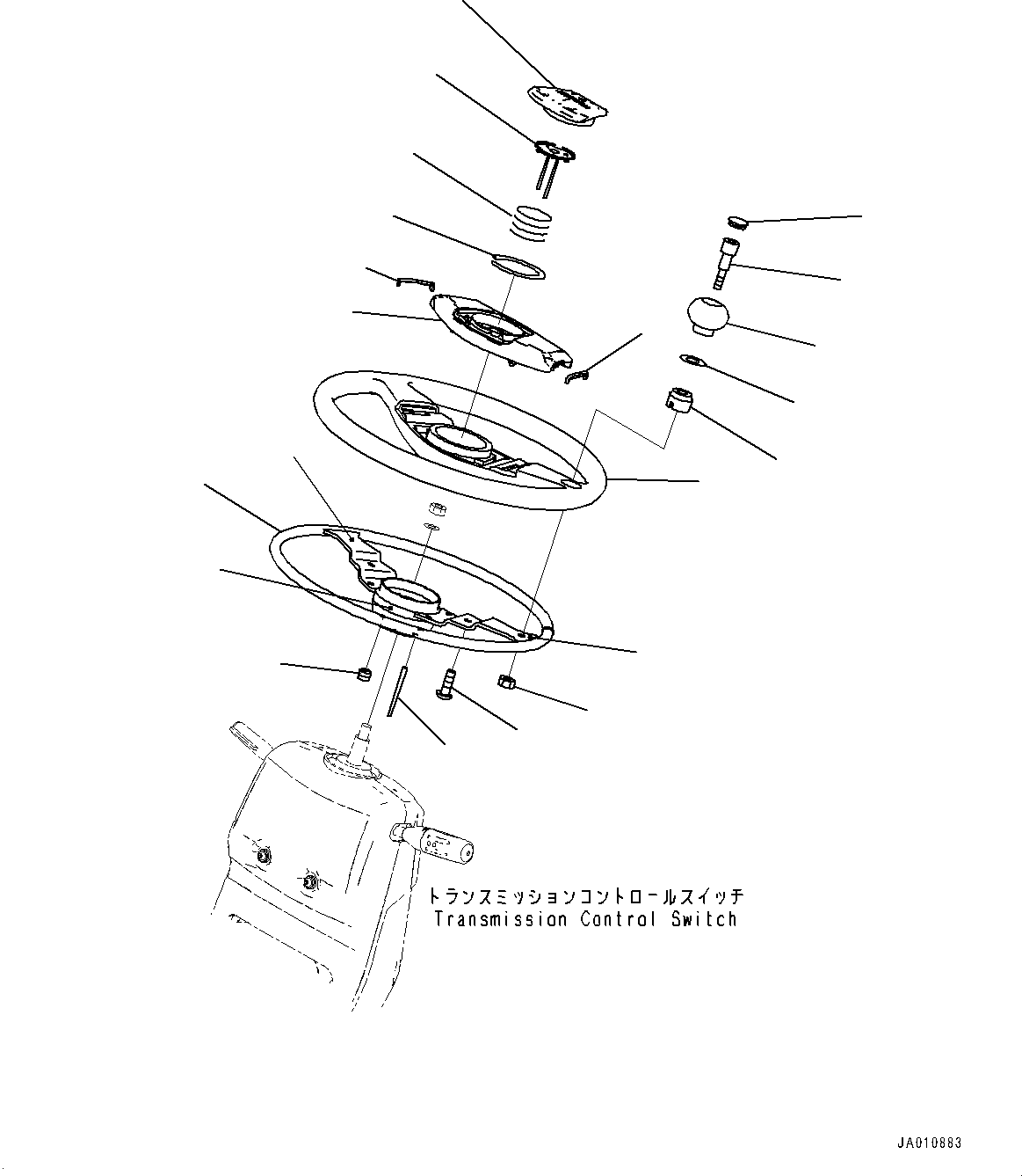 Komatsu parts book diagram for WA200-8 S/N 91001-UP: ROPS CAB AND FLOOR FRAME GROUP, STEERING WHEEL(#85001-)