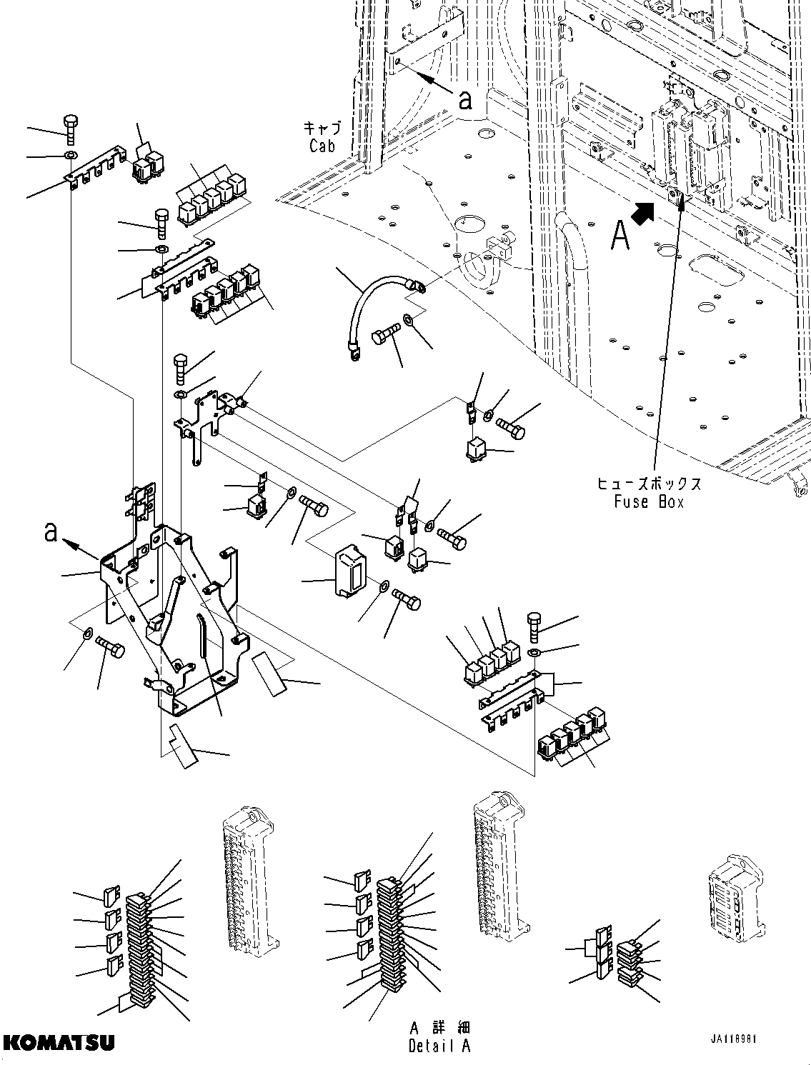 Komatsu parts book diagram for WA200-8 S/N 91001-UP: ROPS CAB AND FLOOR FRAME GROUP, ELECTRIC PARTS (1/2)(#89458-)