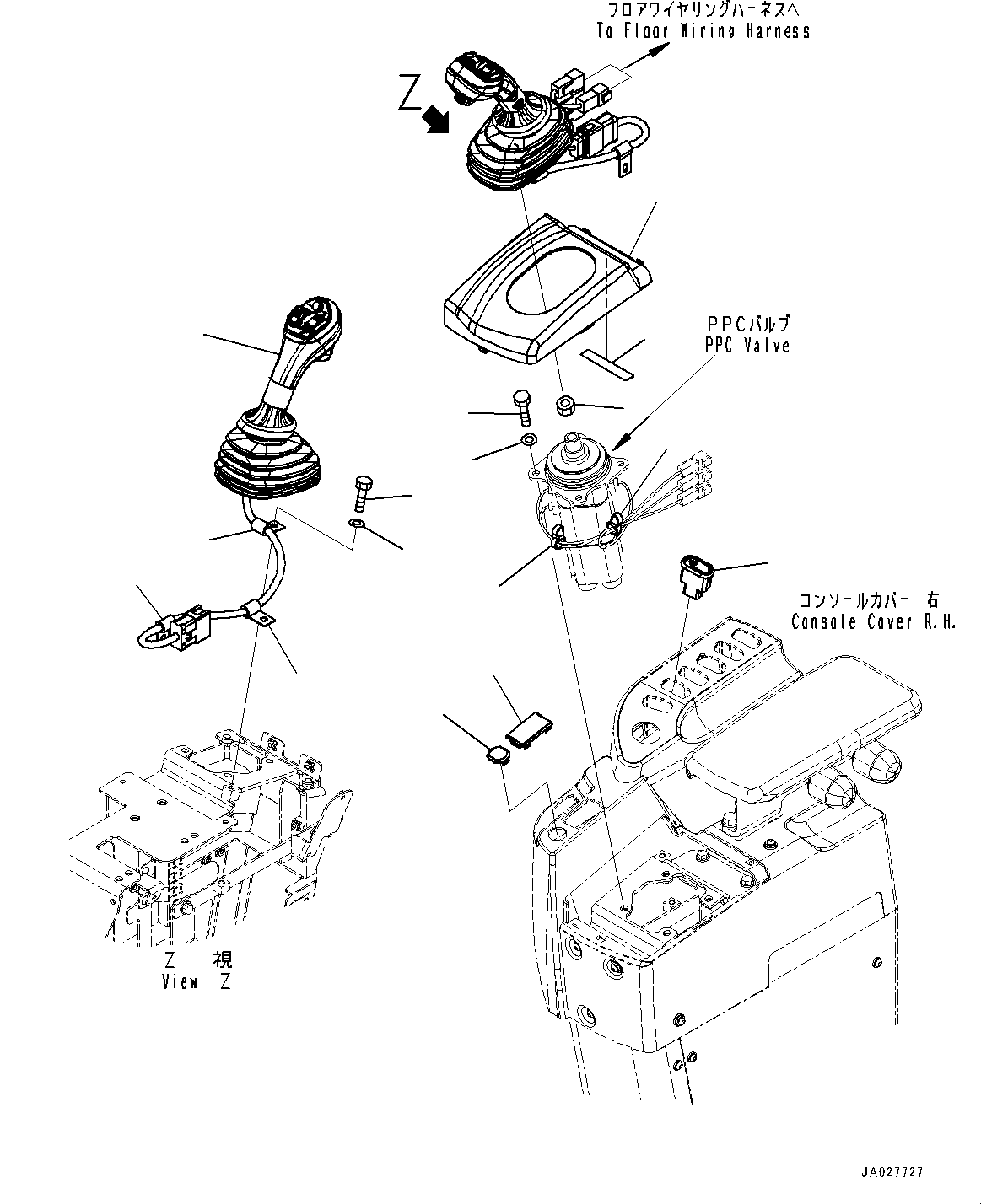 Komatsu parts book diagram for WA200-8 S/N 91001-UP: LOADER CONTROL UNIT, LEVER(#88649-)