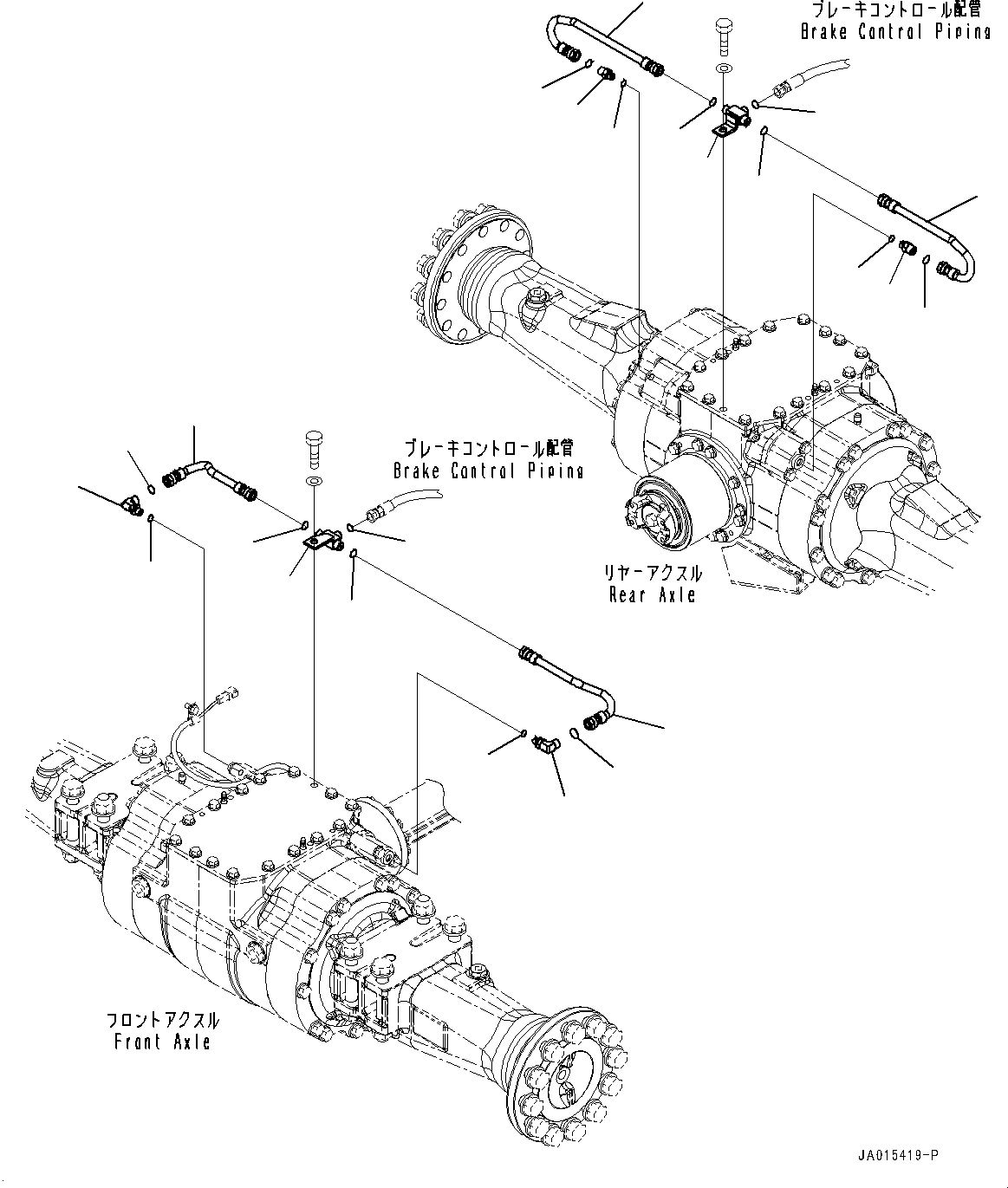 Komatsu parts book diagram for WA200-8 S/N 91001-UP: BRAKE PIPING, (#85001-)