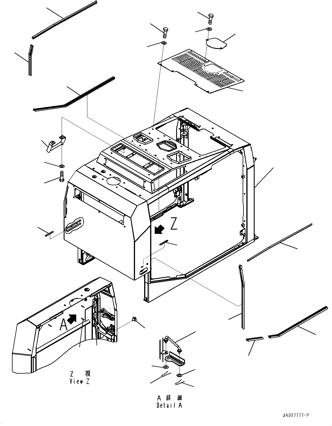 Komatsu parts book diagram for WA200-8 S/N 91001-UP: HOOD, HOOD AND SEAL(#85001-)
