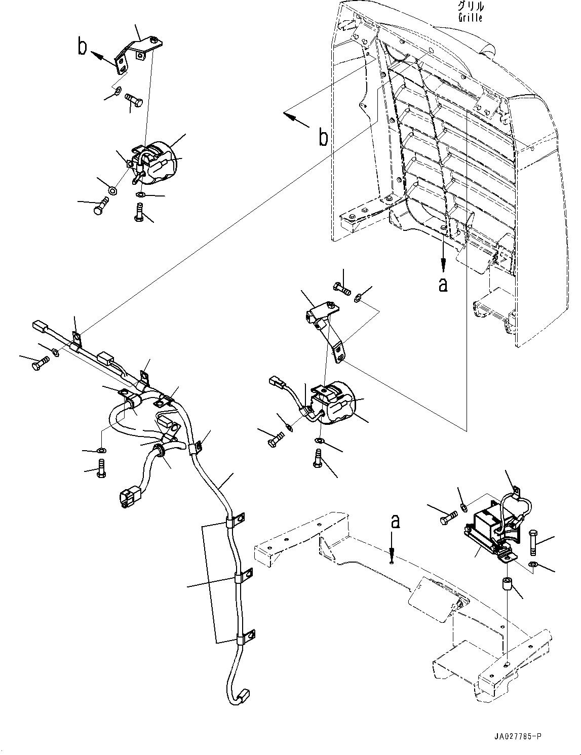 Komatsu parts book diagram for WA200-8 S/N 91001-UP: HOOD, WIRING HARNESS(#85001-87927)