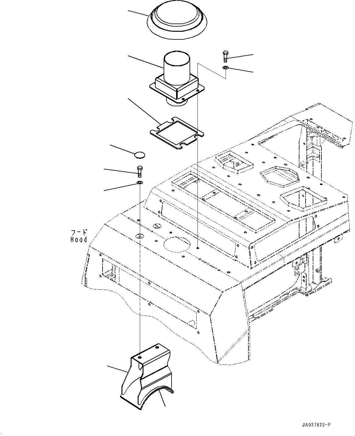 Komatsu parts book diagram for WA200-8 S/N 91001-UP: HOOD, RAIN CAP (WITH AIR INTAKE EXTENSION, CAP TYPE)(#85001-)