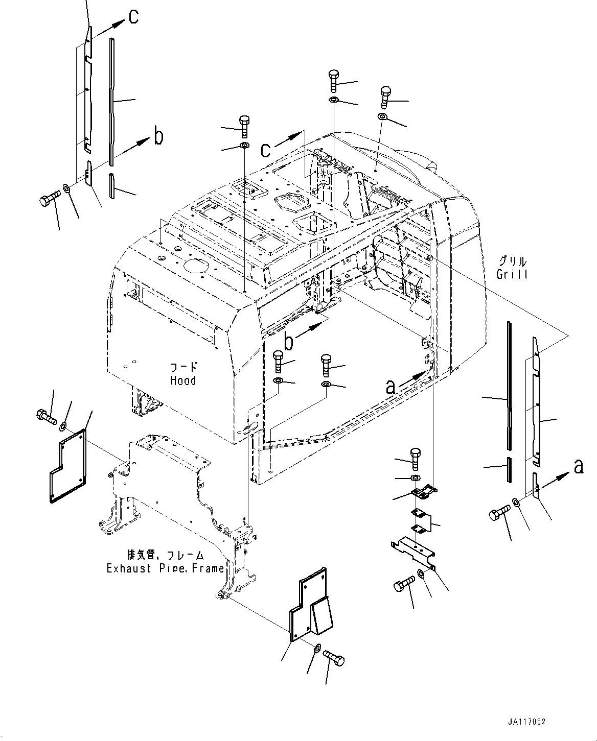 Komatsu parts book diagram for WA200-8 S/N 91001-UP: HOOD, COVER (2/2)(#85001-87927)