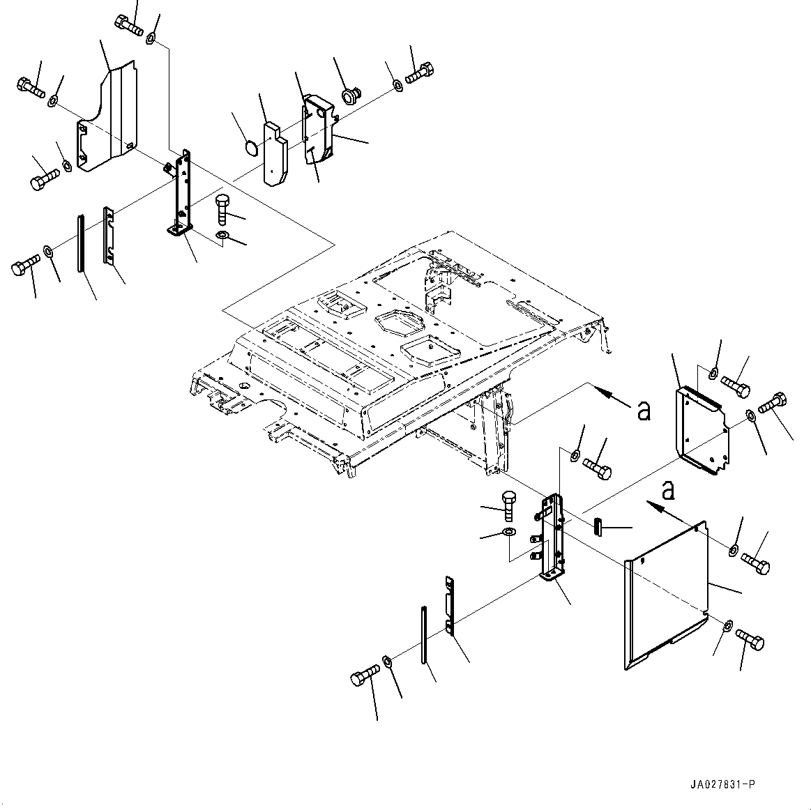 Komatsu parts book diagram for WA200-8 S/N 91001-UP: HOOD, BAFFLE PLATE(#85001-87927)