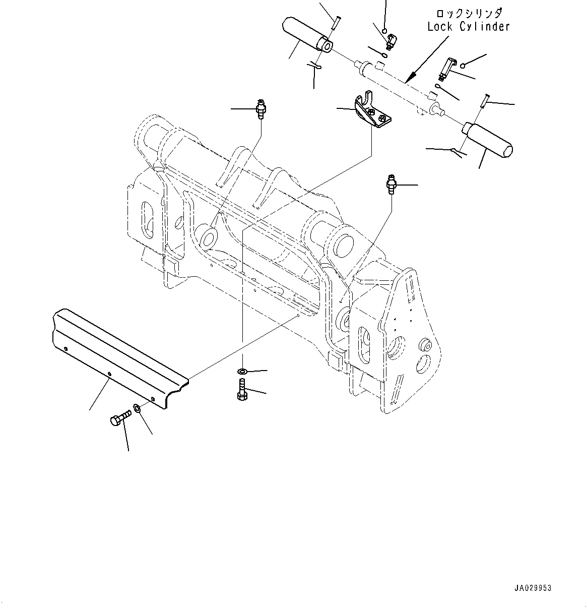 Komatsu parts book diagram for WA200-8 S/N 91001-UP: QUICK COUPLER, PIN (WITH 3-SPOOL CONTROL VALVE, QUICK COUPLER, JRB)(#85007-)