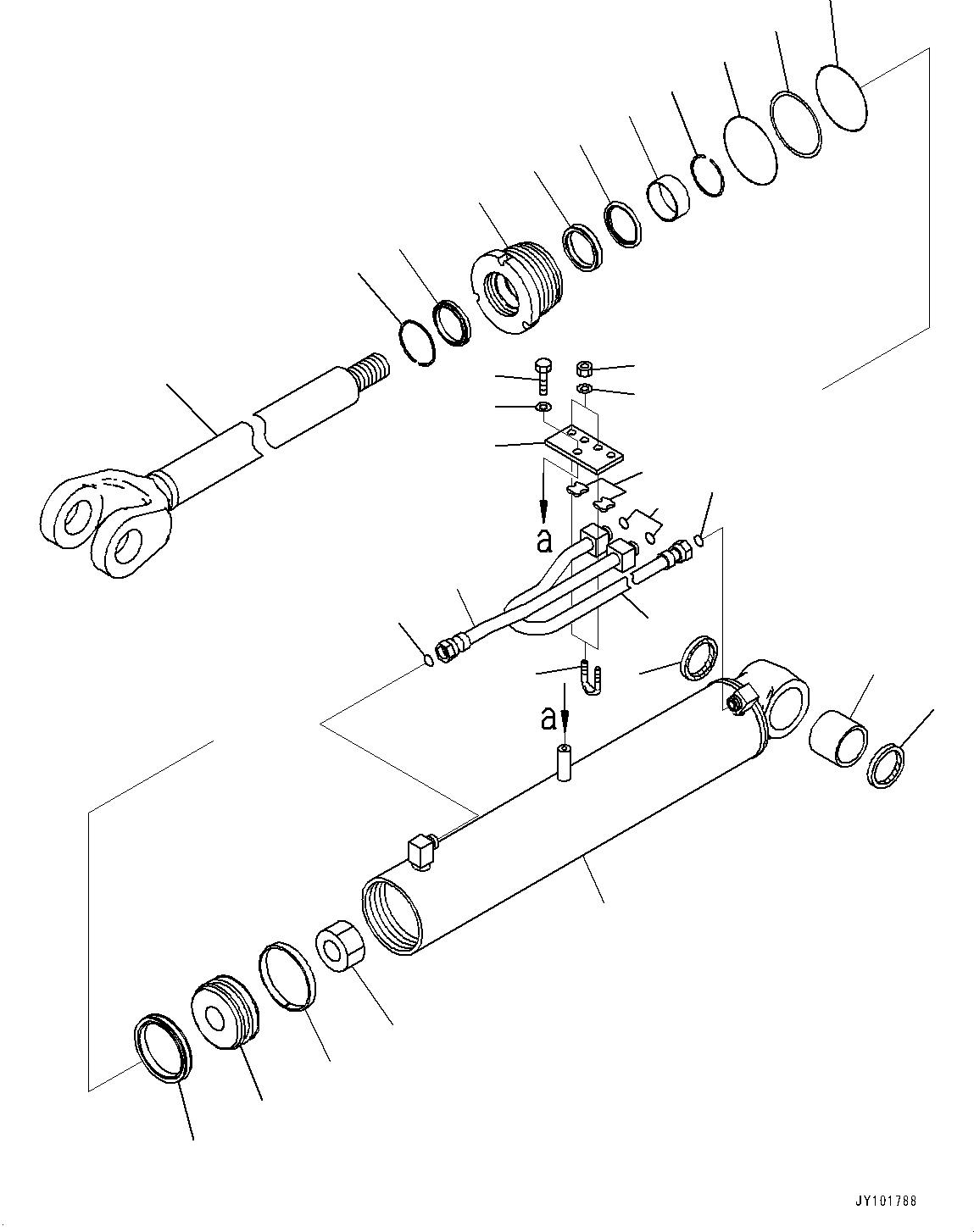Komatsu parts book diagram for WA200-8 S/N 91001-UP: BOOM LIFT CYLINDER, INNER PARTS, LIFT CYLINDER, L.H.(#85113-)