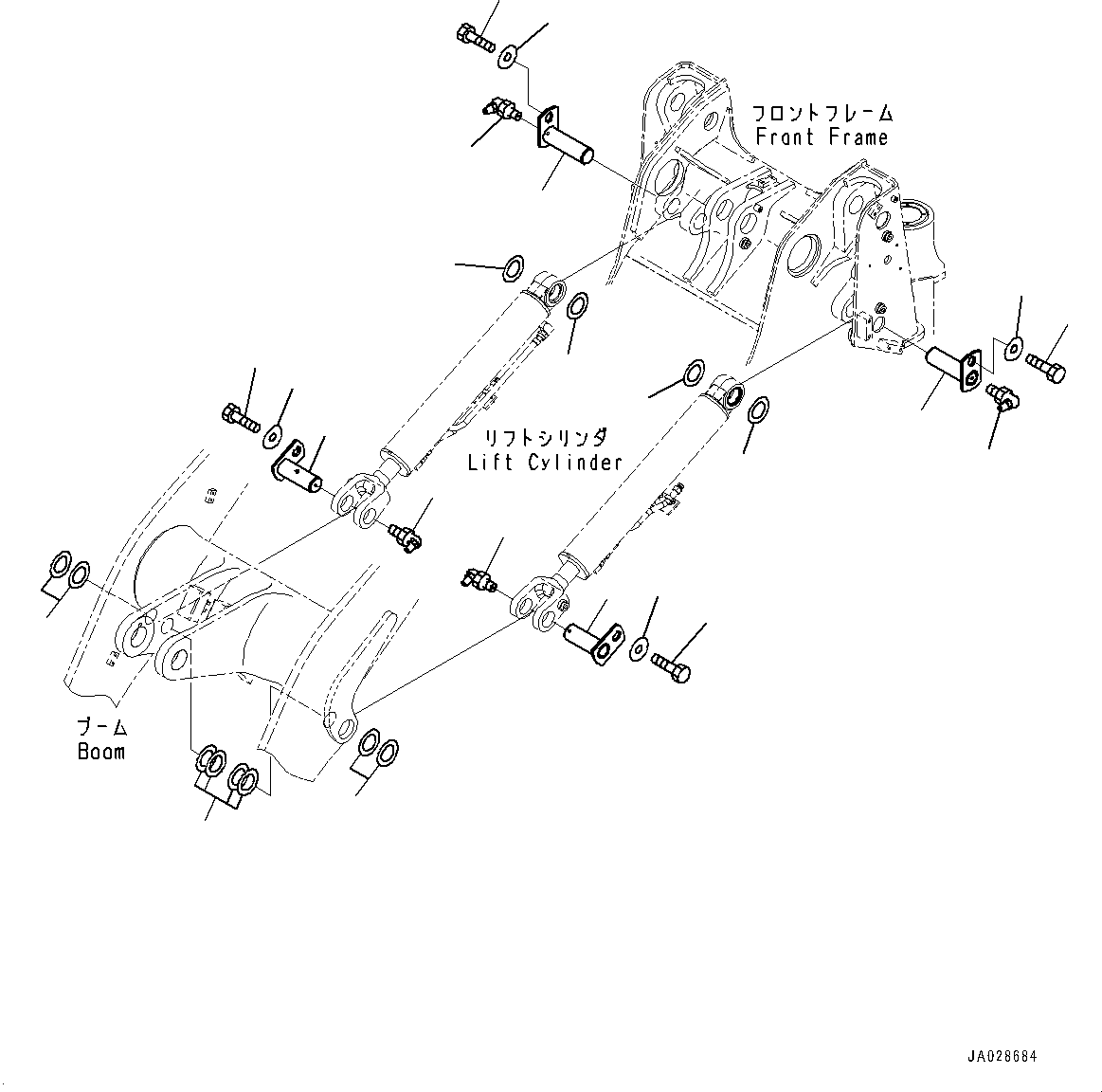 Komatsu parts book diagram for WA200-8 S/N 91001-UP: BOOM LIFT CYLINDER, MOUNTING(#85113-)