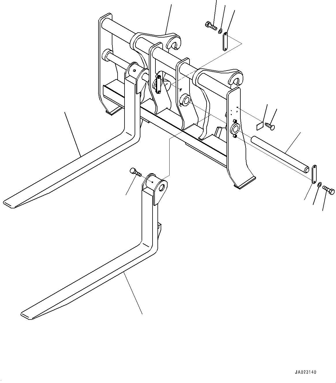 Komatsu parts book diagram for WA200-8 S/N 91001-UP: PALETTE FORK, (#85001-)