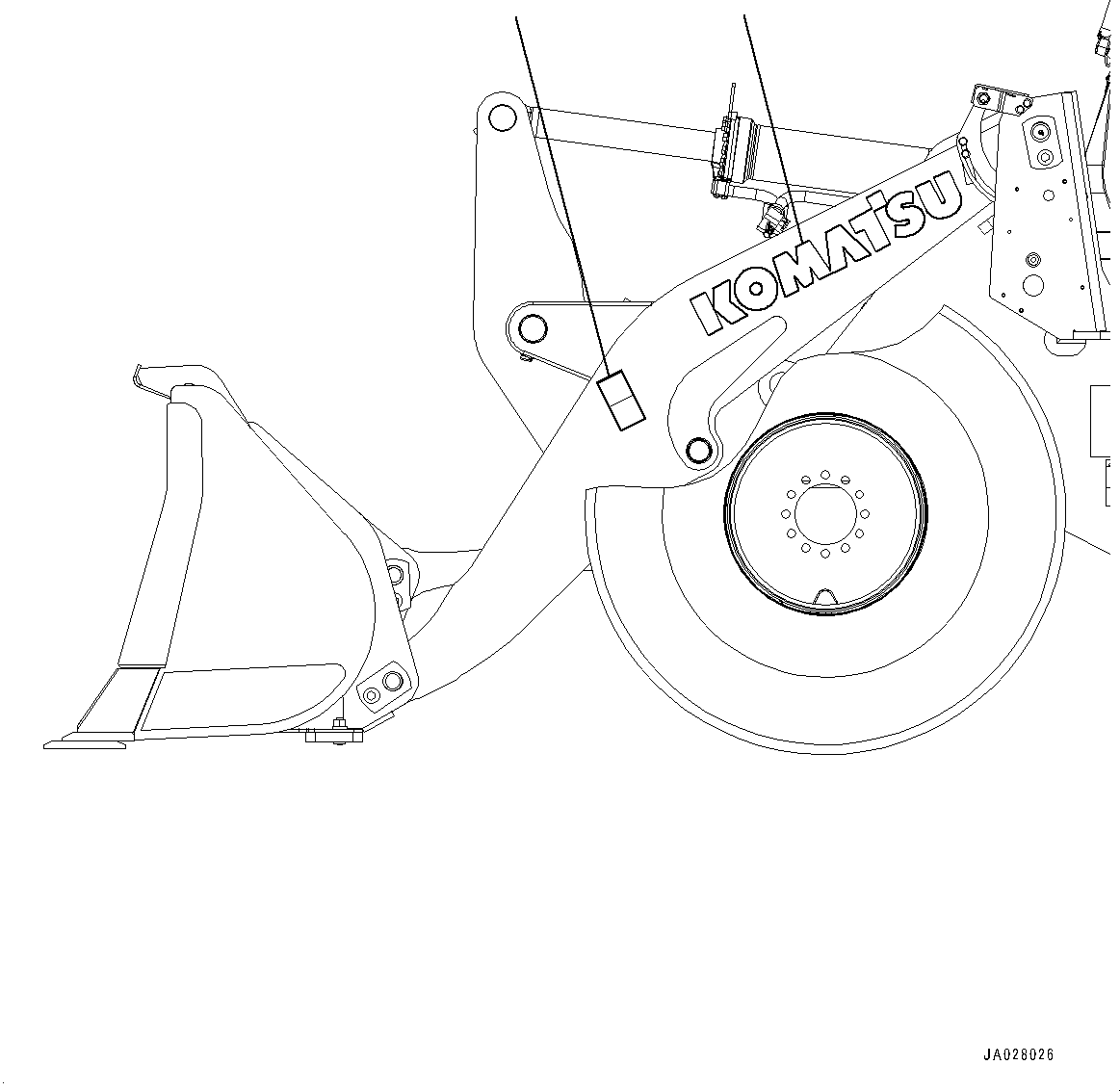 Komatsu parts book diagram for WA200-8 S/N 91001-UP: DECAL, BOOM(#85001-)