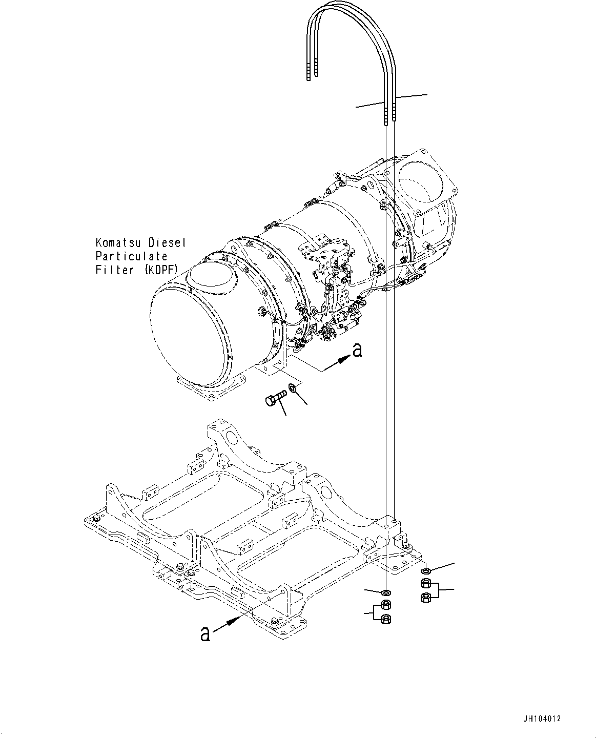 Komatsu parts book diagram for D475A-8E0 S/N 51001-UP: EXHAUST PIPE, KOMATSU DIESEL PARTICULATE FILTER (KDPF) MOUNTING (1/2)(#50001-)