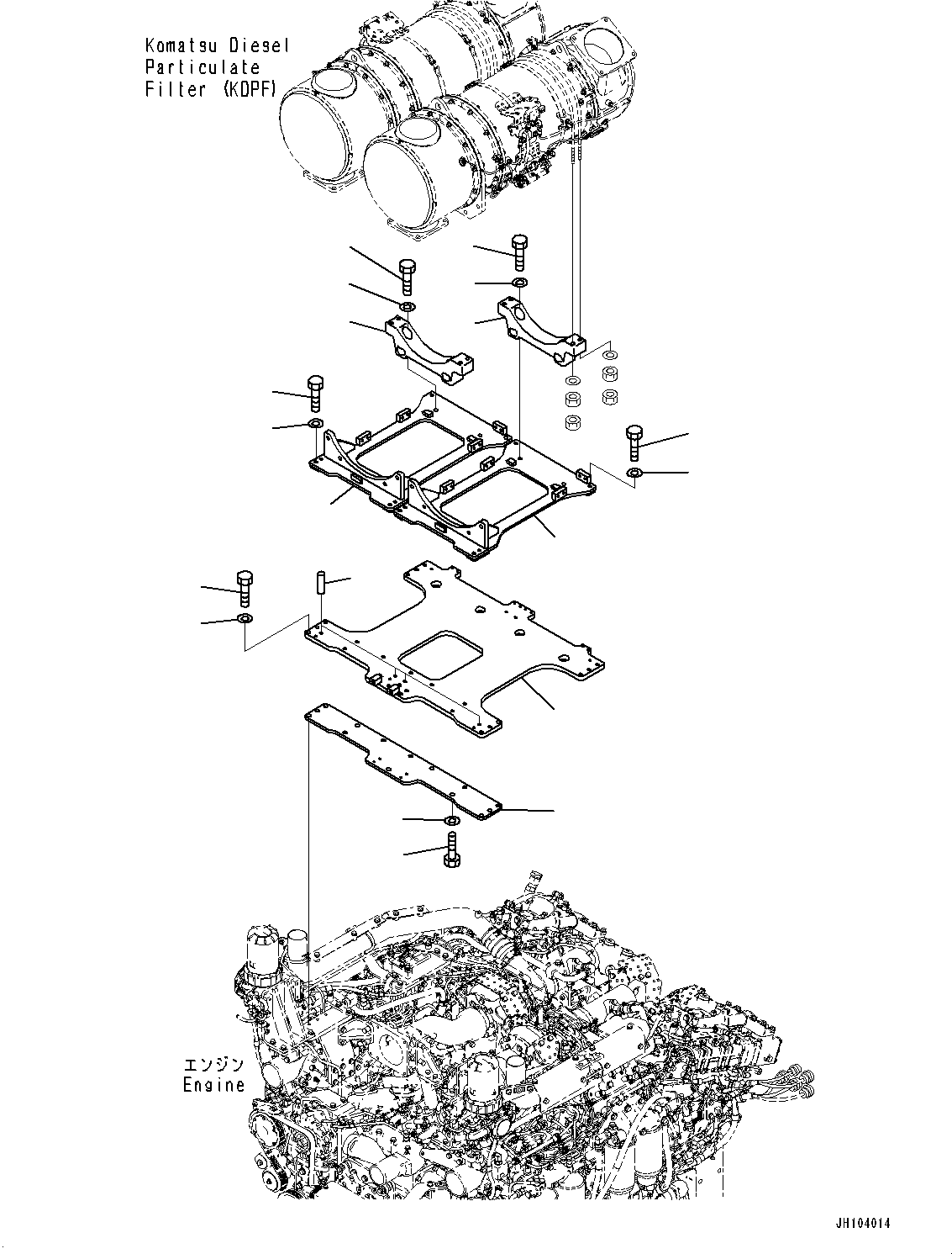 Komatsu parts book diagram for D475A-8E0 S/N 51001-UP: EXHAUST PIPE, BRACKET(#50001-)