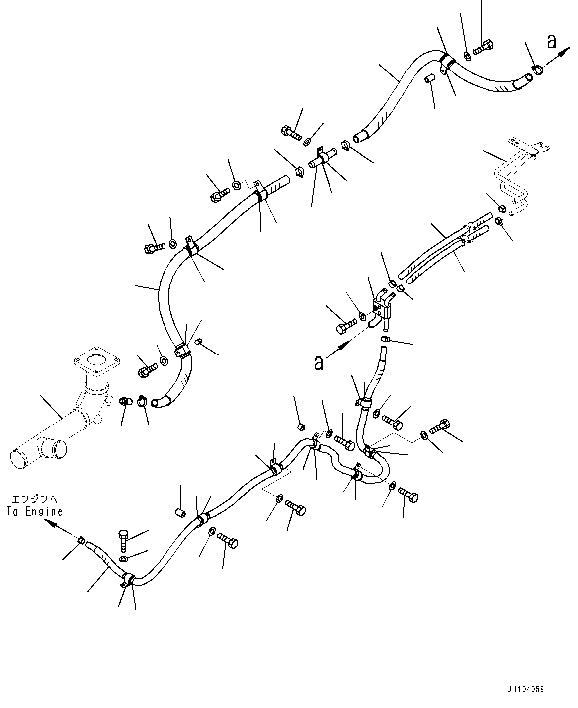 Komatsu parts book diagram for D475A-8E0 S/N 51001-UP: HEATER PIPING, (#50001-50000)