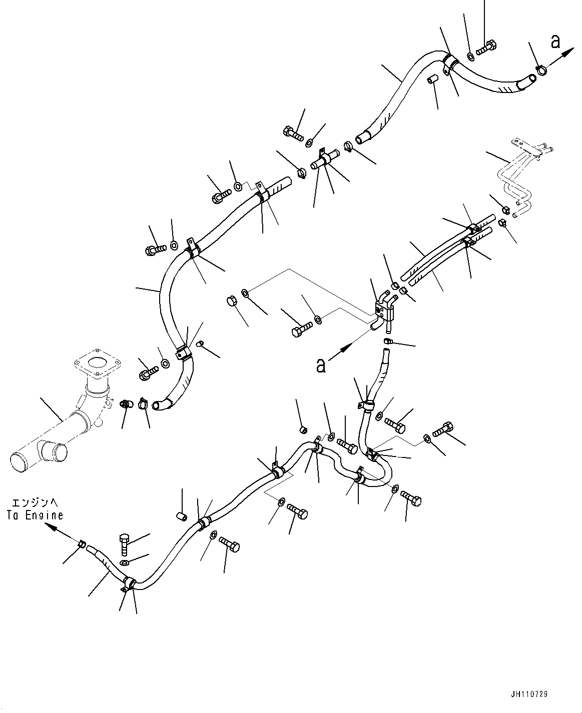 Komatsu parts book diagram for D475A-8E0 S/N 51001-UP: HEATER PIPING, (#50003-)