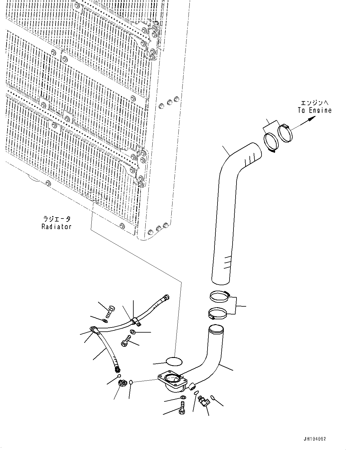 Komatsu parts book diagram for D475A-8E0 S/N 51001-UP: COOLING PIPING, RADIATOR PIPING (1/2)(#50001-50002)