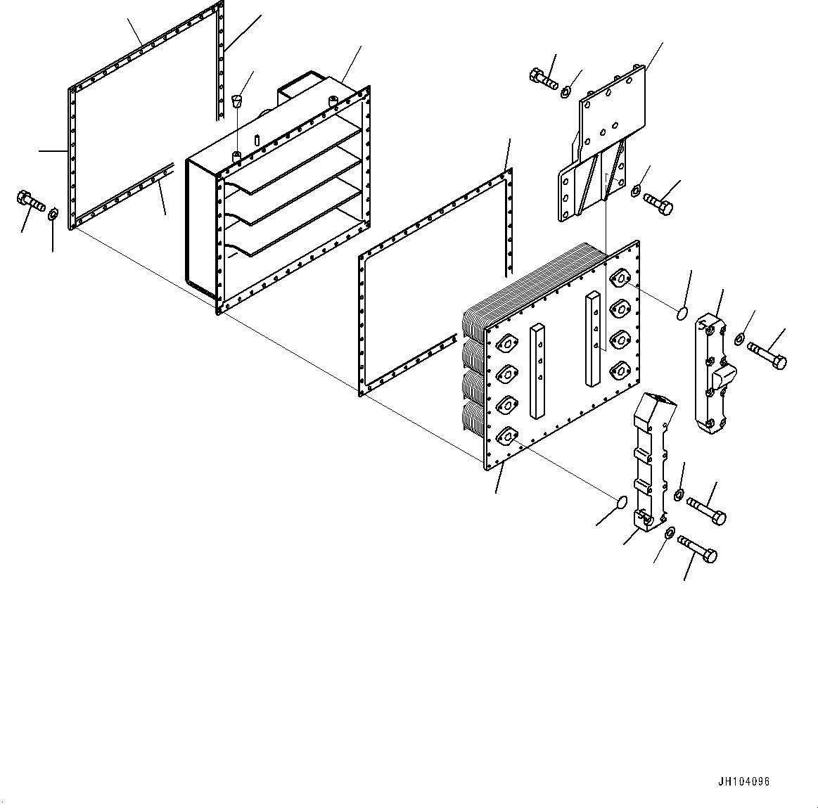Komatsu parts book diagram for D475A-8E0 S/N 51001-UP: OIL COOLER, INNER PARTS(#50001-)