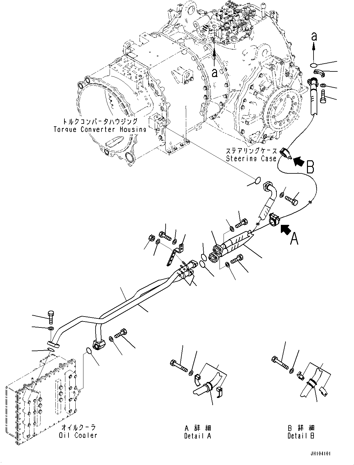 Komatsu parts book diagram for D475A-8E0 S/N 51001-UP: OIL COOLER, PIPING(#50001-)