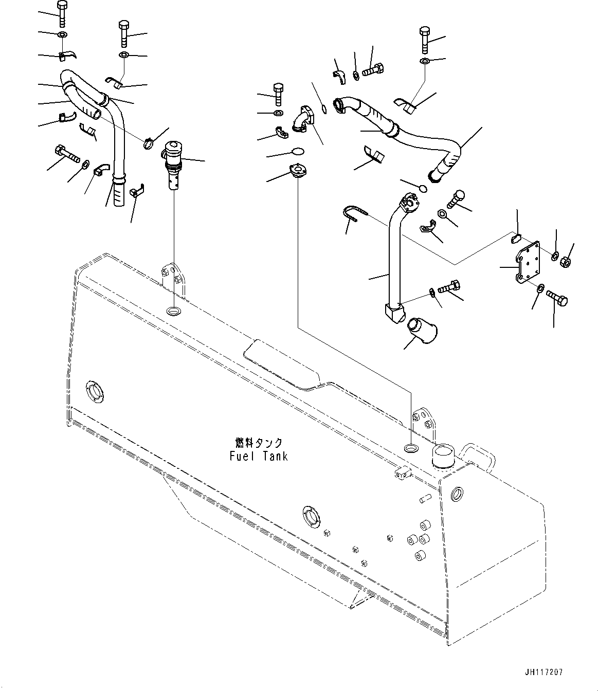 Komatsu parts book diagram for D475A-8E0 S/N 51001-UP: FUEL TANK, QUICK CHARGE PIPING(#50001-)