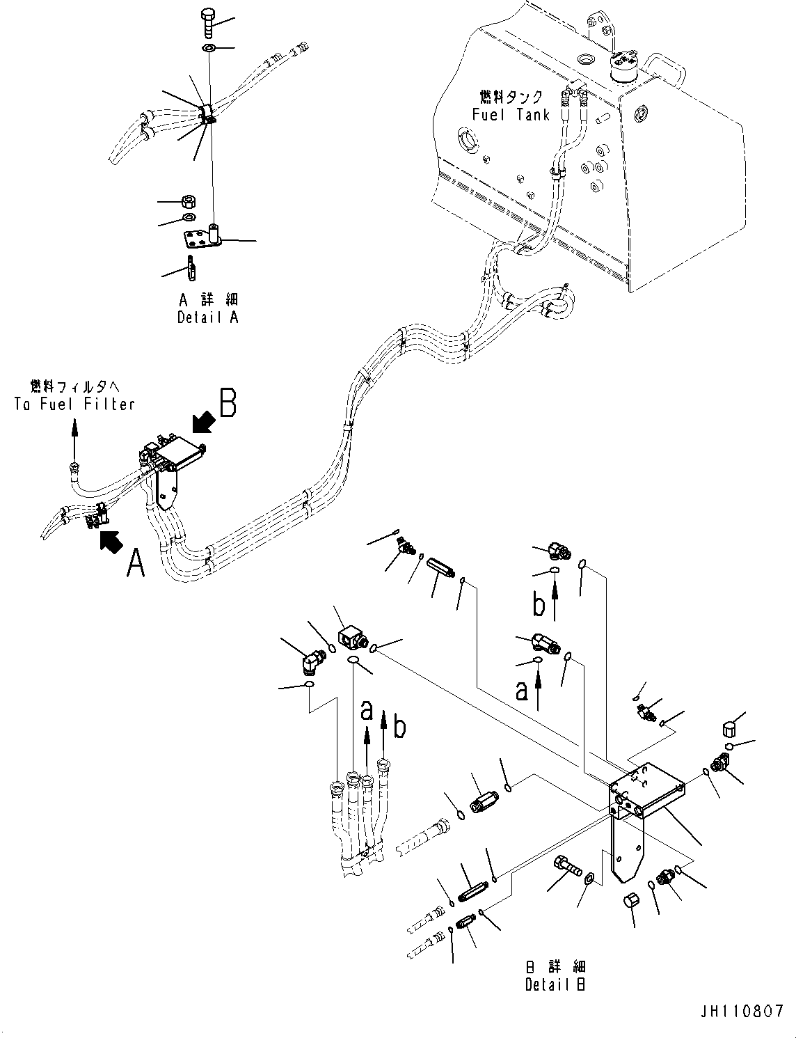 Komatsu parts book diagram for D475A-8E0 S/N 51001-UP: FUEL PIPING, FUEL PIPING JOINT(#50003-)
