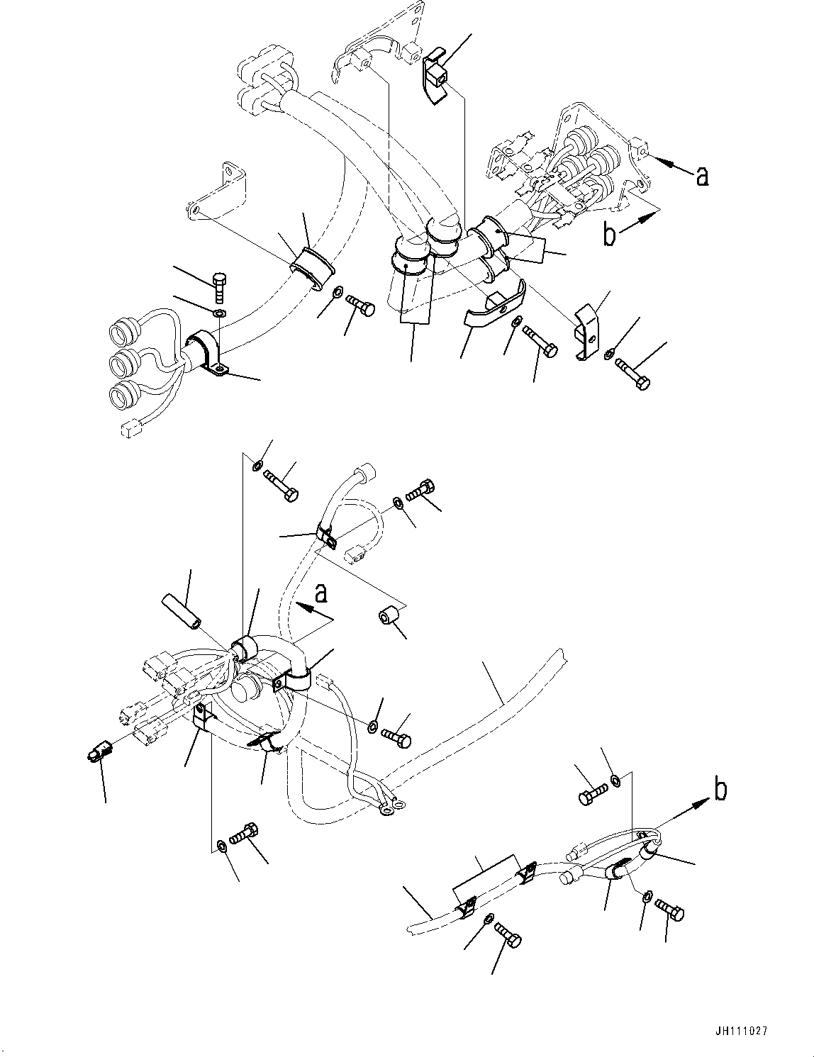 Komatsu parts book diagram for D475A-8E0 S/N 51001-UP: ELECTRIC WIRING HARNESS, FENDER WIRING HARNESS CLAMP (2/3)(#50029-)