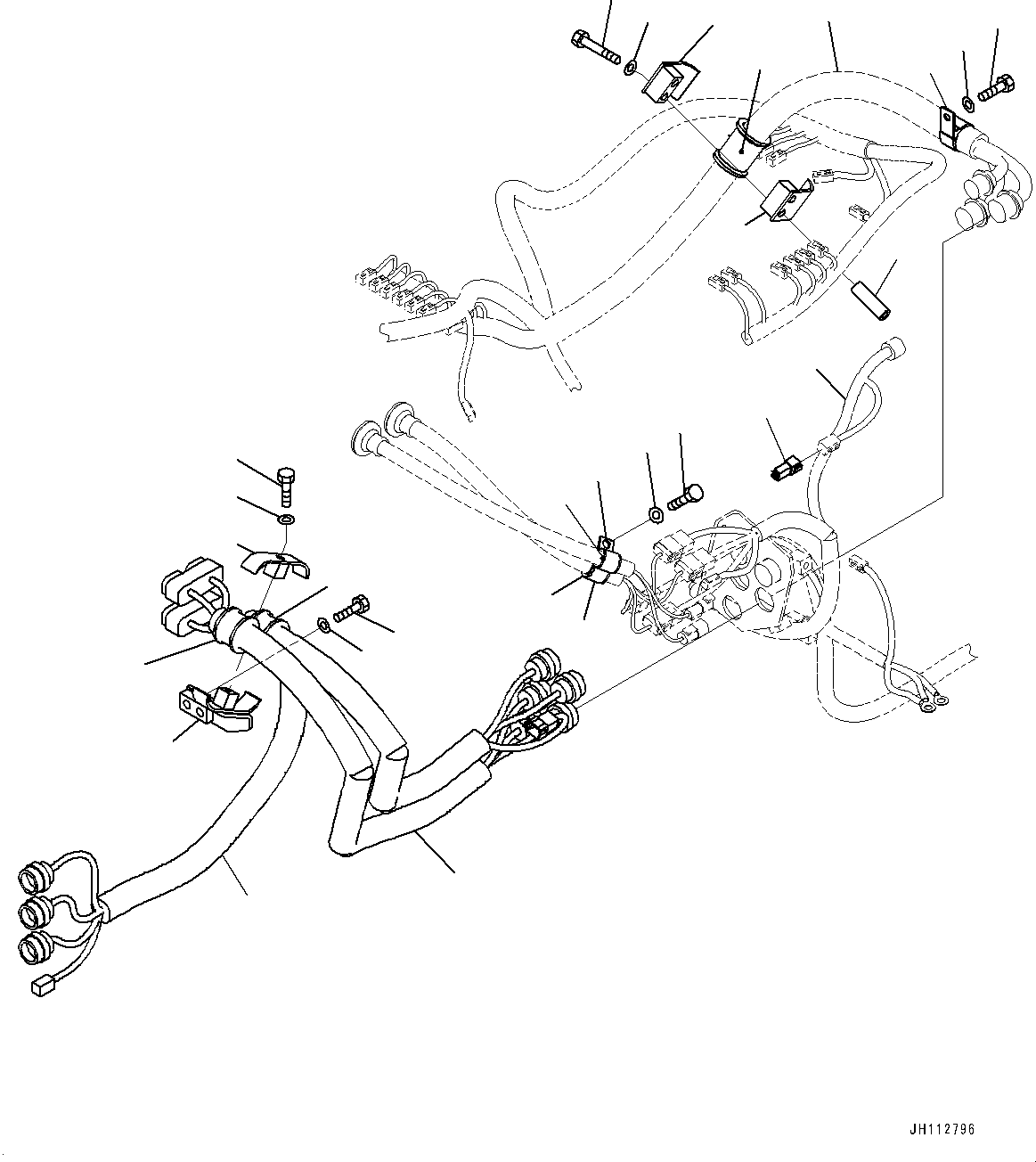 Komatsu parts book diagram for D475A-8E0 S/N 51001-UP: ELECTRIC WIRING HARNESS, POWER TRAIN WIRING HARNESS CLAMP(#50029-)