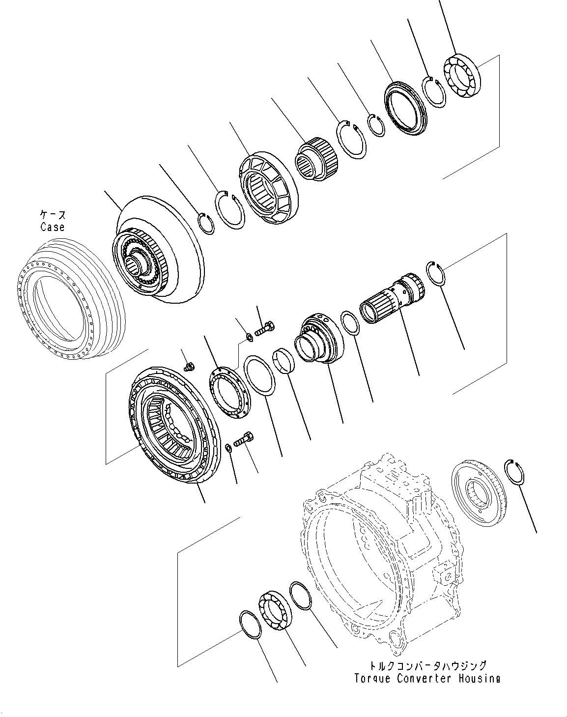 Komatsu parts book diagram for D475A-8E0 S/N 51001-UP: POWER TRAIN, BARE(#50001-)