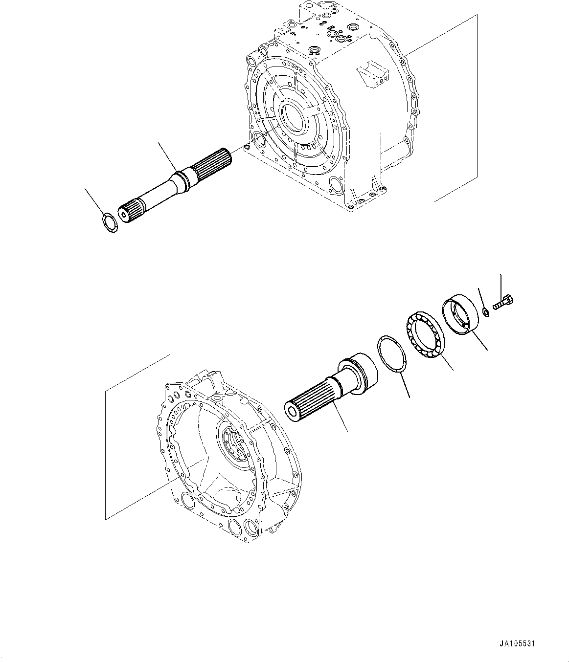 Komatsu parts book diagram for D475A-8E0 S/N 51001-UP: POWER TRAIN, INPUT AND OUTPUT SHAFT(#50001-)