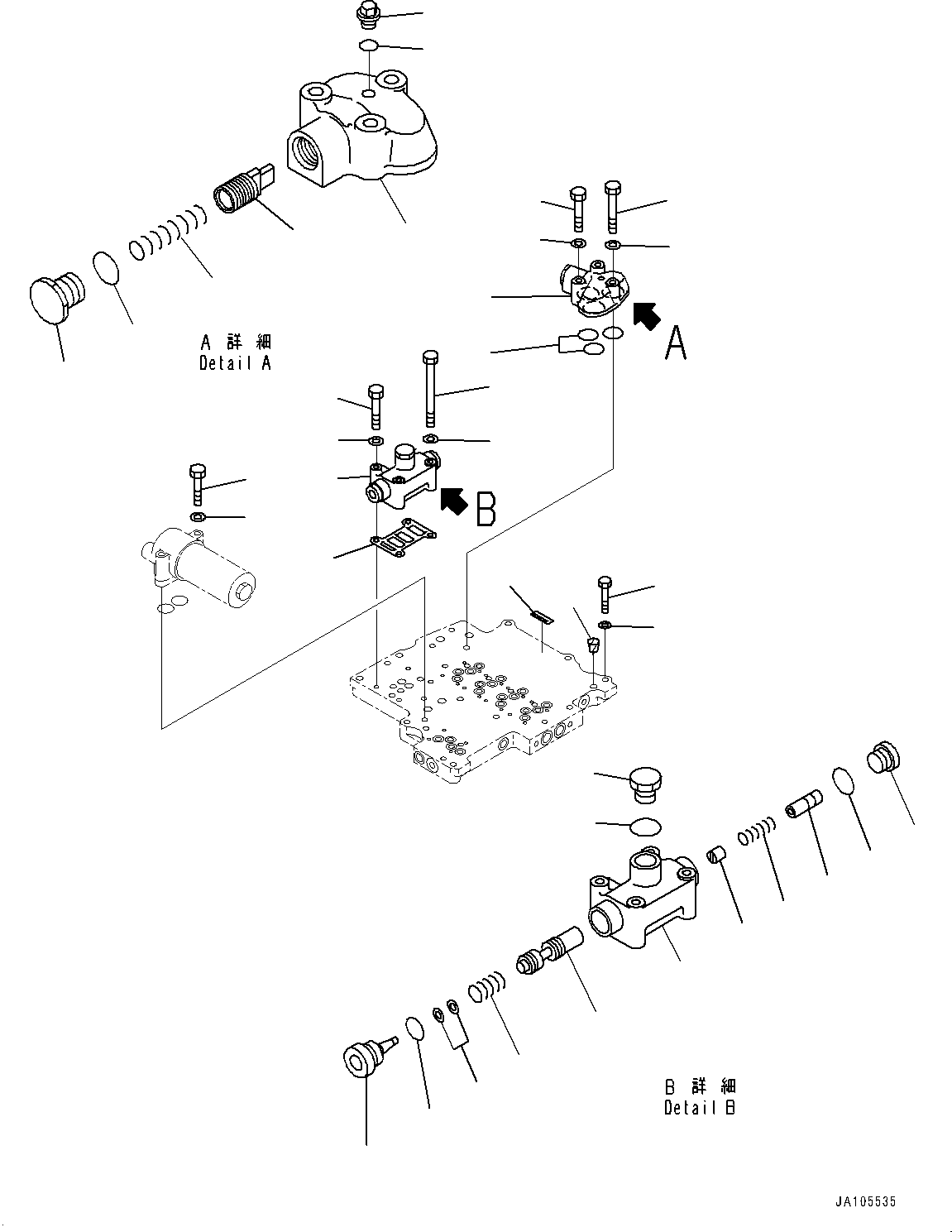 Komatsu parts book diagram for D475A-8E0 S/N 51001-UP: POWER TRAIN, TRANSMISSION CONTROL VALVE (2/2)(#50001-)