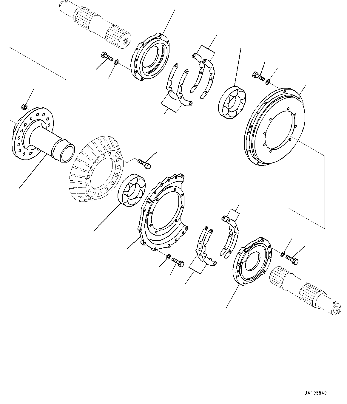 Komatsu parts book diagram for D475A-8E0 S/N 51001-UP: POWER TRAIN, BEVEL GEAR AND SHAFT(#50001-)