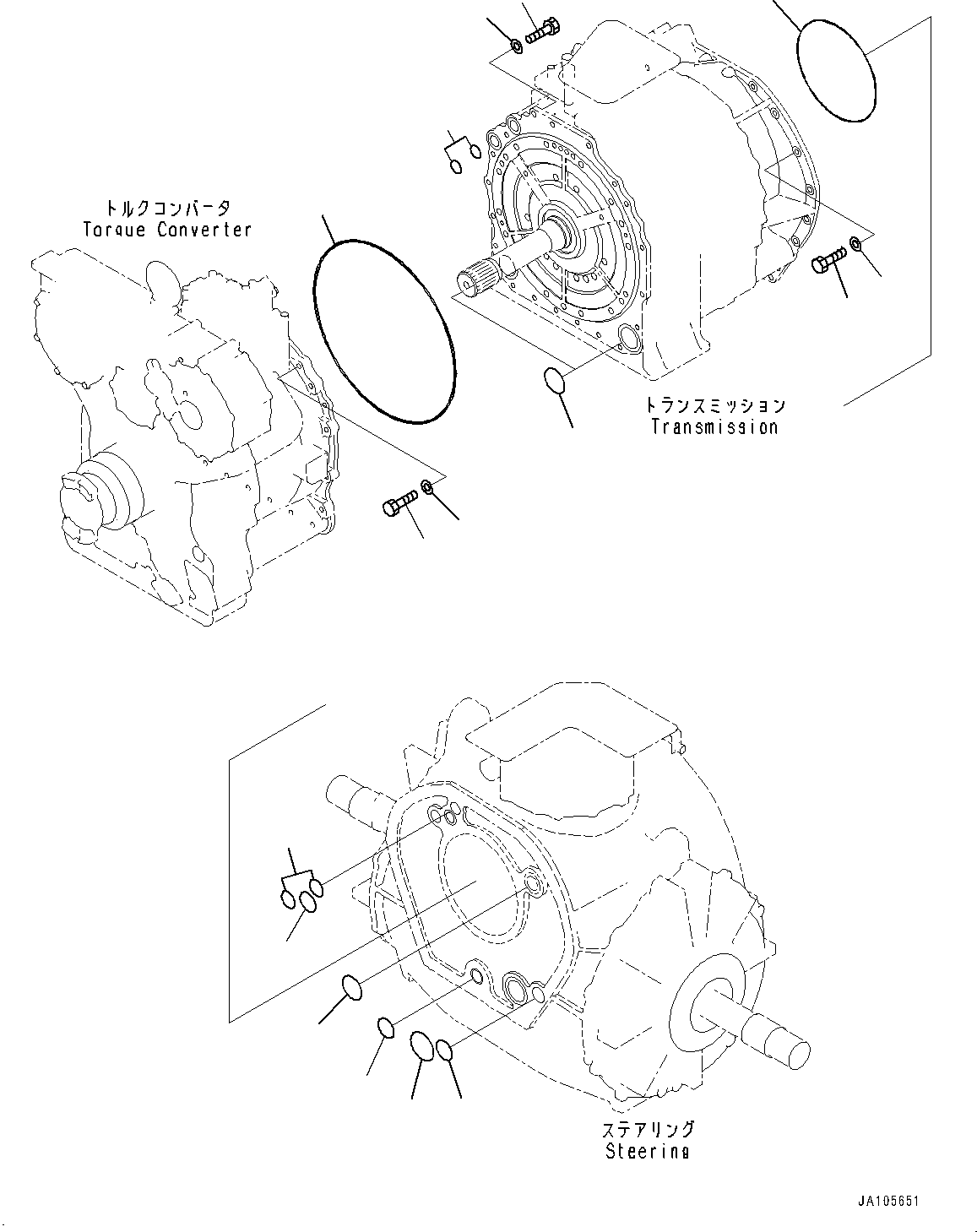 Komatsu parts book diagram for D475A-8E0 S/N 51001-UP: POWER TRAIN, COMPONENT MOUNTING(#50001-)