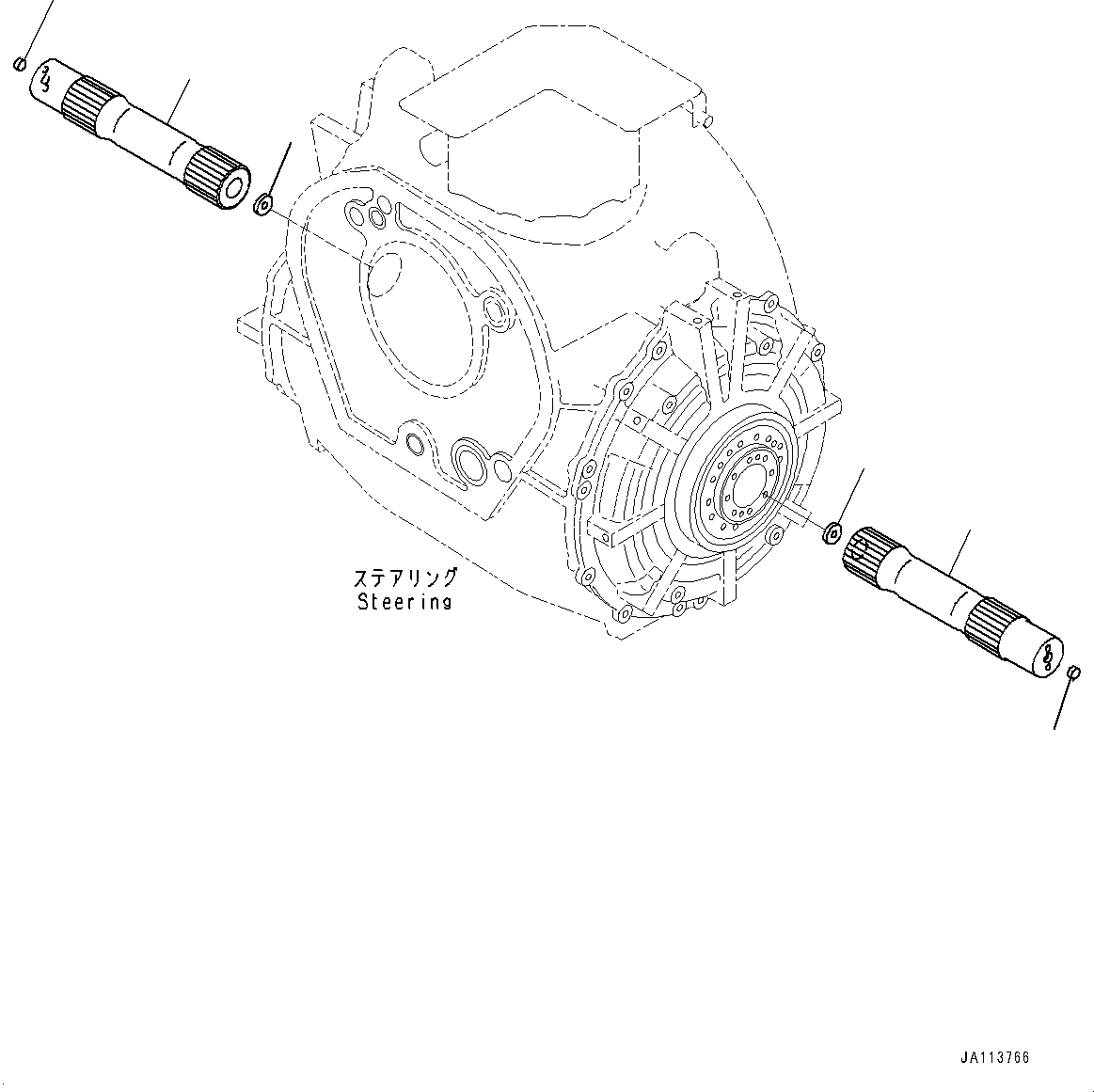 Komatsu parts book diagram for D475A-8E0 S/N 51001-UP: POWER TRAIN, STEERING SHAFT(#50001-)