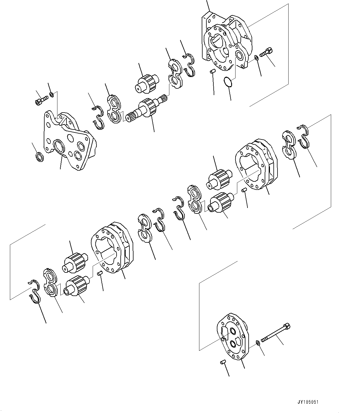 Komatsu parts book diagram for D475A-8E0 S/N 51001-UP: POWER TRAIN, GEAR PUMP (1/2)(#50001-)