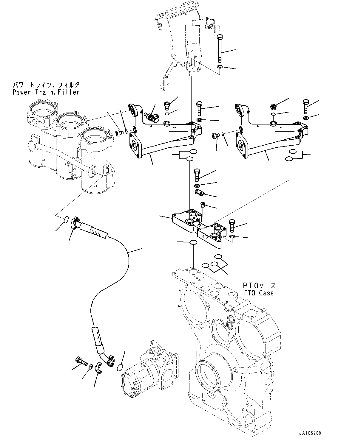 Komatsu parts book diagram for D475A-8E0 S/N 51001-UP: POWER TRAIN, DELIVERY PIPING (1/2)(#50001-)