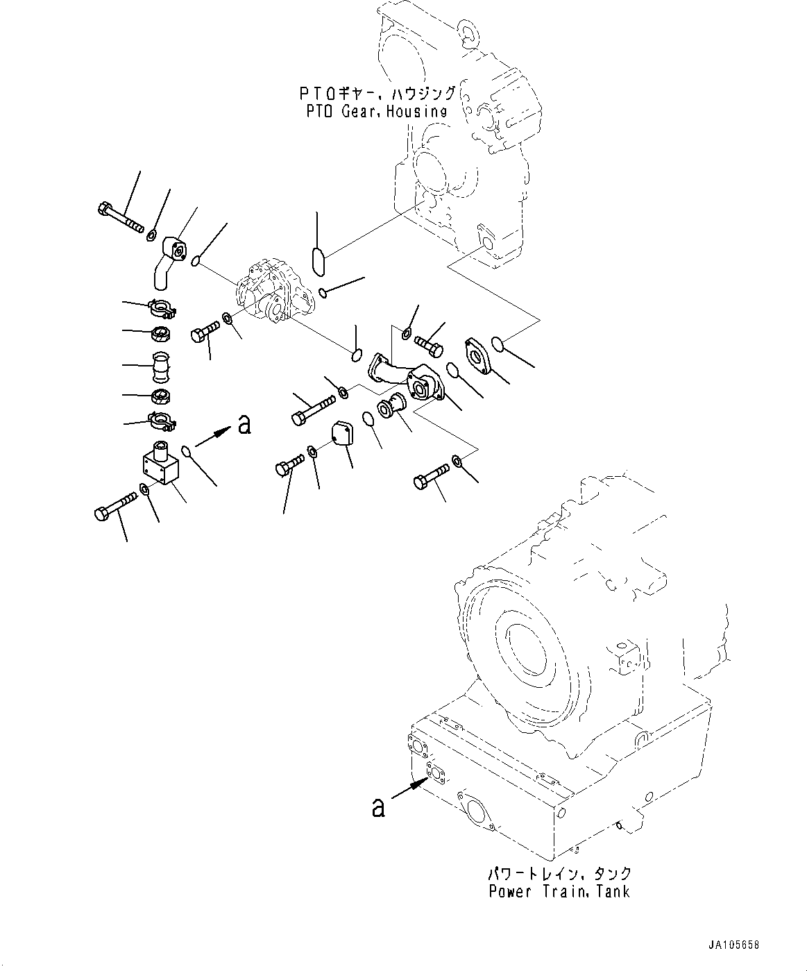 Komatsu parts book diagram for D475A-8E0 S/N 51001-UP: POWER TRAIN, RETURN PIPING(#50001-)