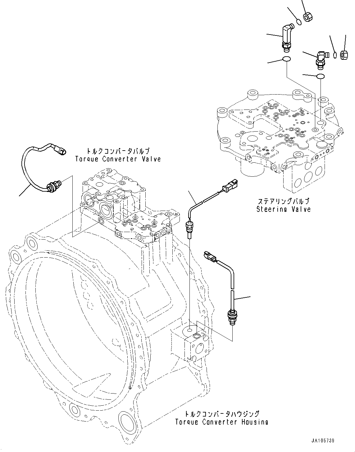 Komatsu parts book diagram for D475A-8E0 S/N 51001-UP: POWER TRAIN, ELBOW AND SENSOR(#50001-)